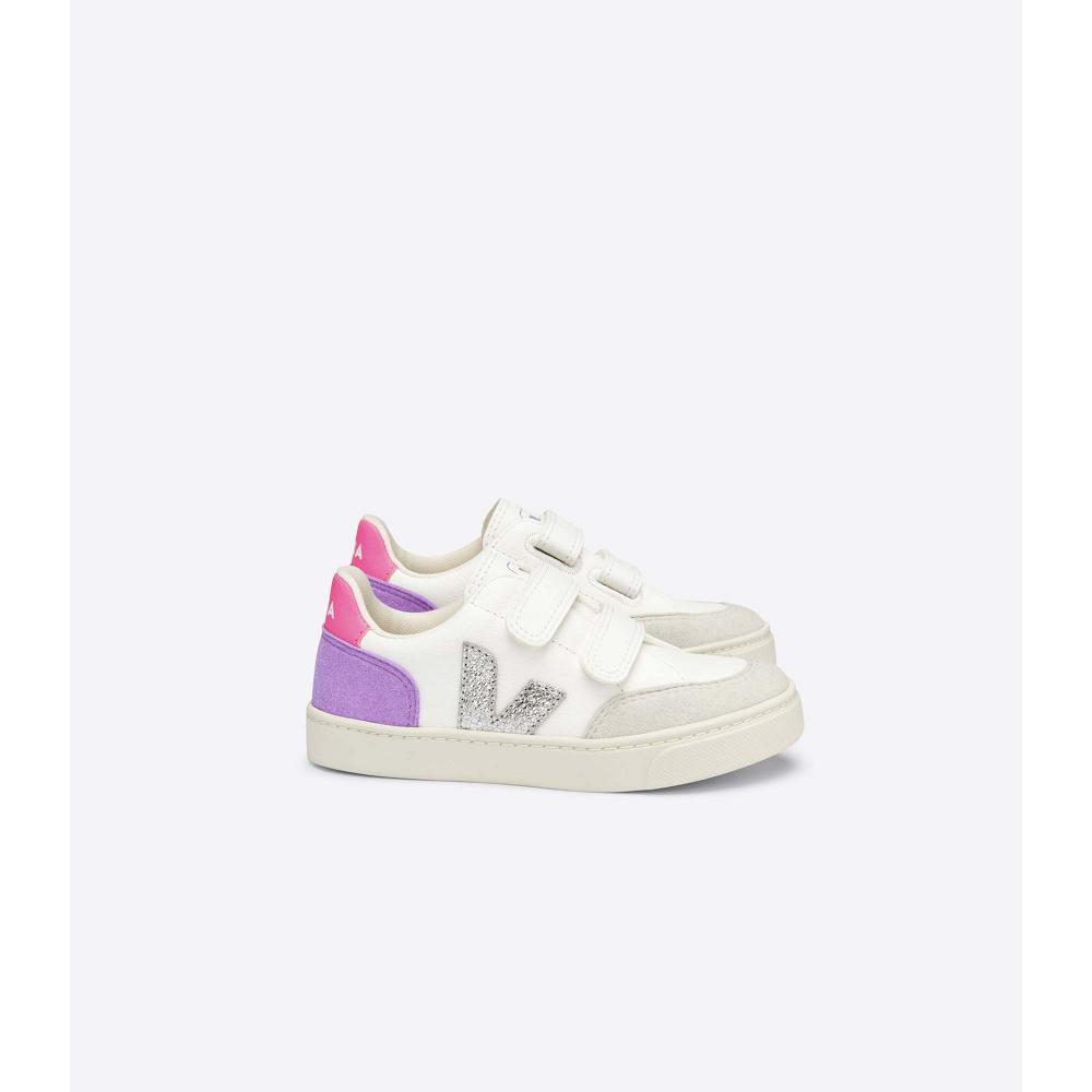 Veja V-12 CHROMEFREE Cipő Gyerek White/Purple | HU 749KOR